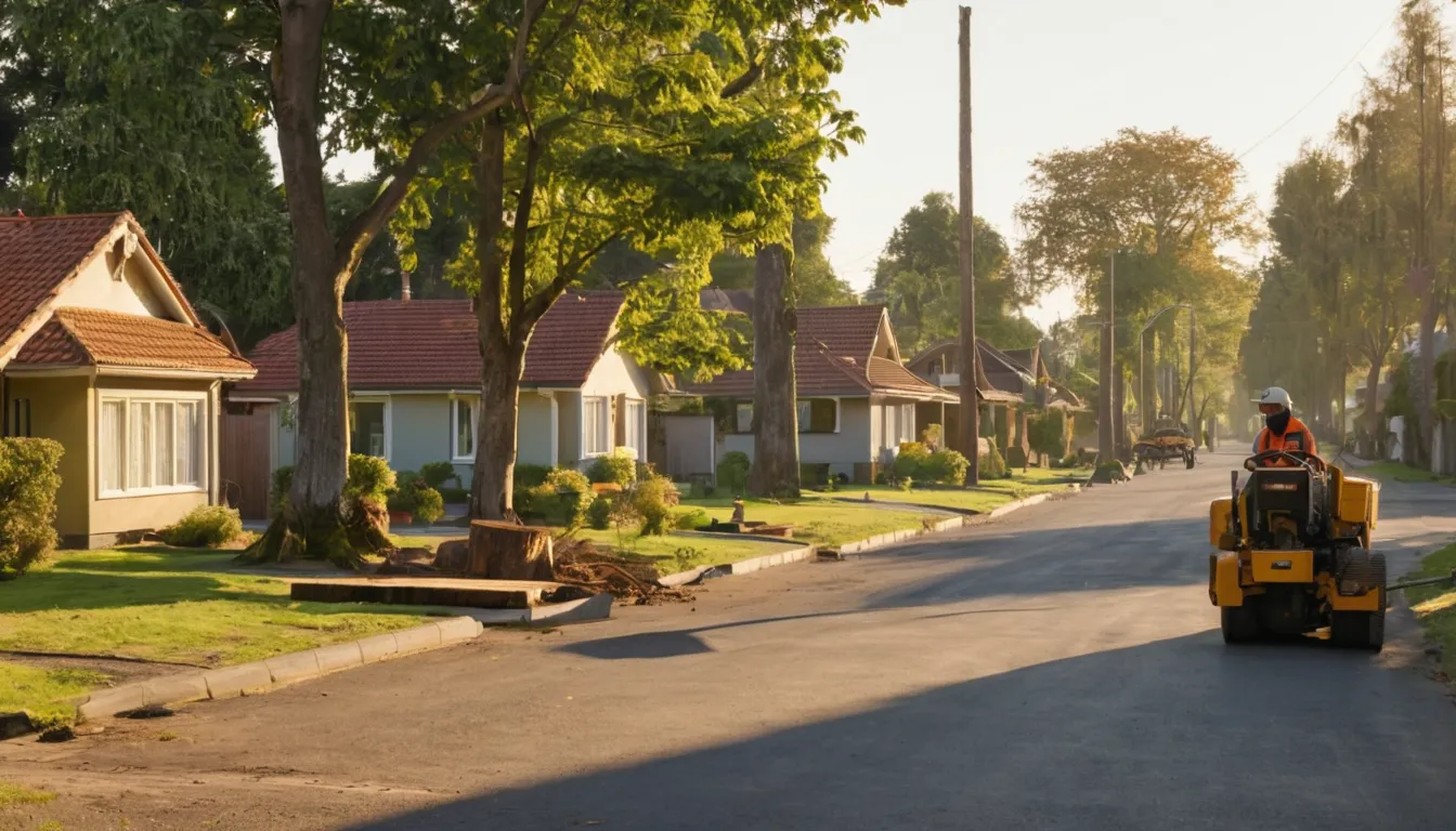 Neighborhood street with mature trees in Orland Park